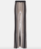 Striped cotton-blend straight pants