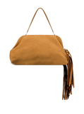 fringed clutch bag in suede