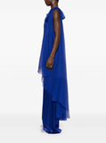 cape-detail jumpsuit in electric blue