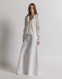 V-neck poplin blouse