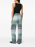 Wide Chevron Lamé Viscose Trousers with Sequins