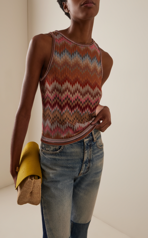 Snake-Pattern Viscose Sleeveless Top