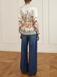 Belted Kaftan with placed Floral Paisley Print