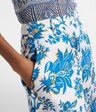 Trousers with blue and yellow floral print