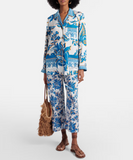 Shirt with blue and yellow floral print