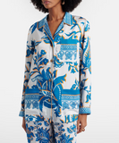 Shirt with blue and yellow floral print