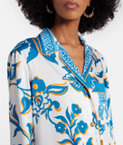 Shirt with blue and yellow floral print