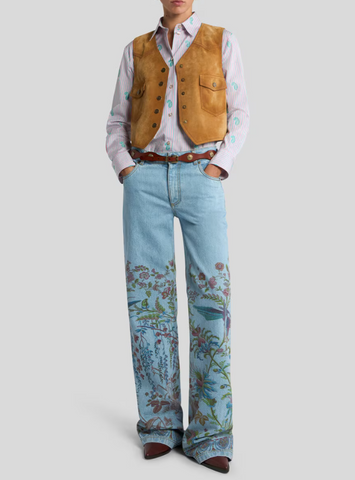 Cropped suede waistcoat with pockets