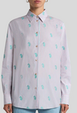 Striped cotton jacquard shirt with fil coupé pai