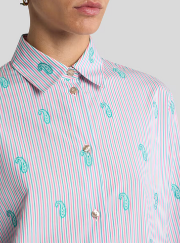 Striped cotton jacquard shirt with fil coupé pai