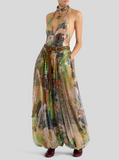 Jumpsuit with laminated motif and floral print