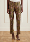 Jacquard trousers with floral medallion motif