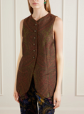 Cotton-blend jacquard waistcoat with paisley motif
