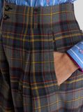 Stretch wool trousers with check motif