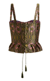 Jacquard corset top with floral medallion motif