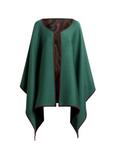 Reversible wool cape with degradé paisley motif
