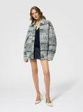 Oversized wool-blend check bomber