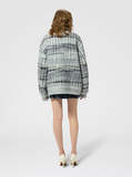 Oversized wool-blend check bomber