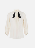 Blouse in georgette fabric with bow-tie