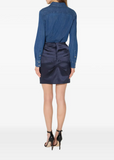 Denim blouse with embroidered logo