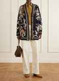Jacquard-knit wool cardigan