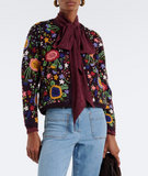 Wool cardigan with floral embroidery