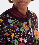 Wool cardigan with floral embroidery