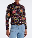 Wool cardigan with floral embroidery