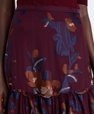 Silk maxi skirt with flowers print
