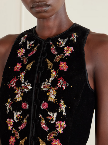 Cropped velvet waistcoat