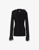Black jacket with feathers