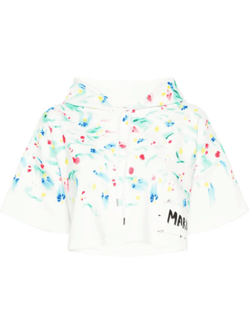 floral-print cotton hoodie