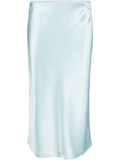 Isaak satin silk midi skirt in light blue