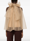 floral-appliqué silk blouse