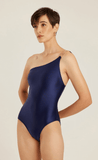 Blue one bone shoulder swimsuit