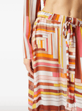 printed maxi skirt in orange and yellow