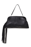 fringed clutch bag in black