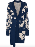 Printed knit cardigan in blue