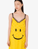 Smiley graphic yellow midi dress