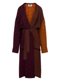 Brown and burgundy patterned kaftan-coat