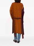 Brown and burgundy patterned kaftan-coat