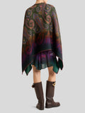 Reversible wool cape with degradé paisley motif