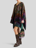 Reversible wool cape with degradé paisley motif