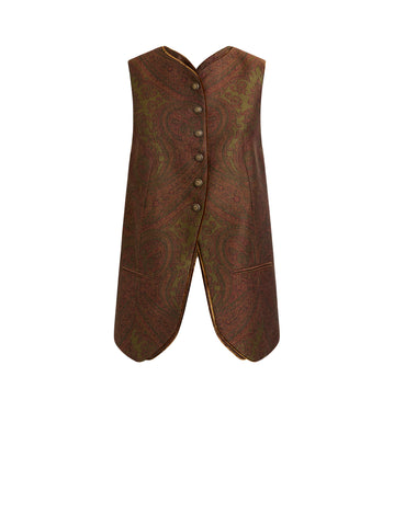 Cotton-blend jacquard waistcoat with paisley motif