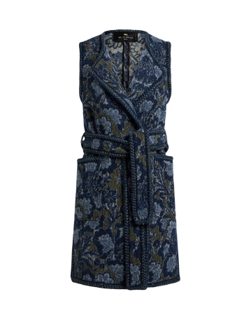 Long bouclé jacquard waistcoat