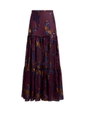Silk maxi skirt with flowers print