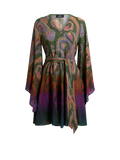 Mini dress with belt and degradé paisley motif