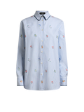 Striped cotton shirt with flowers