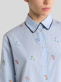 Striped cotton shirt with flowers