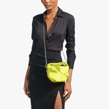 Bonny satin tote bag in lime green